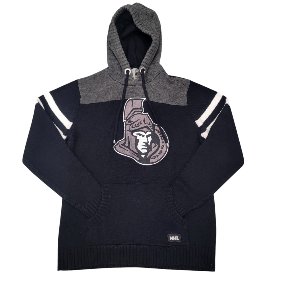 NHL by ILANCO Ottawa Senators Knit Hoodie Black Sens Pullover Sweater Me…
